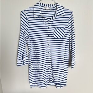 Tyler Boe Blue and White Striped Button-Up Shirt size small